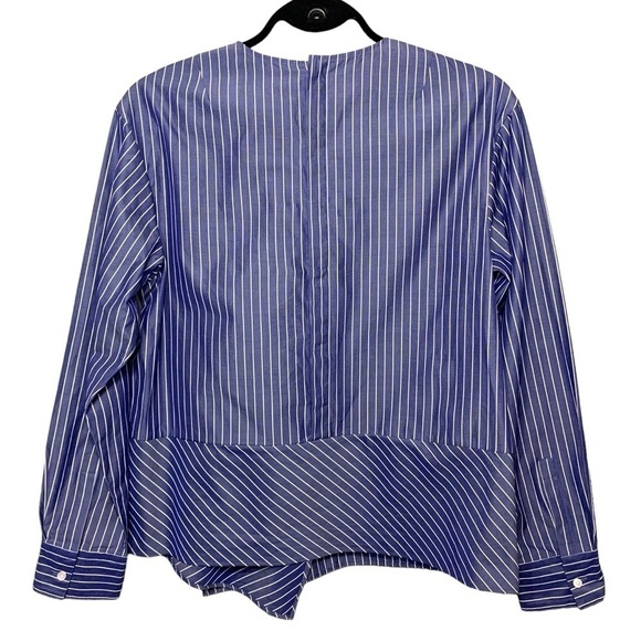 TomorrowLand Blouse Sz 38 Blue White Lines Long Sleeve Classic Made in Japan - Picture 4 of 14